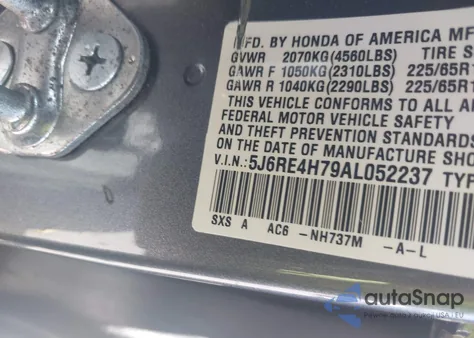 2010 Honda Cr-V Ex-L from USA, damaged, VIN 5J6RE4H79AL052237